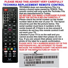TECHNIKA REMOTE CONTROL A REPLACEMENT THAT WORKS SELECTED LCD/LED MODELS