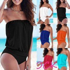 Women Swimsuit Strapless Bandeau Tops Swimwear Tankini Bikinis Bathing Set 6-20*