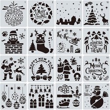 16 Pcs Christmas Stencils Set