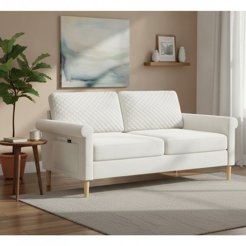 Velvet seater sofa cream - sofa,