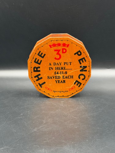 Vintage wooden threepence - vintage,