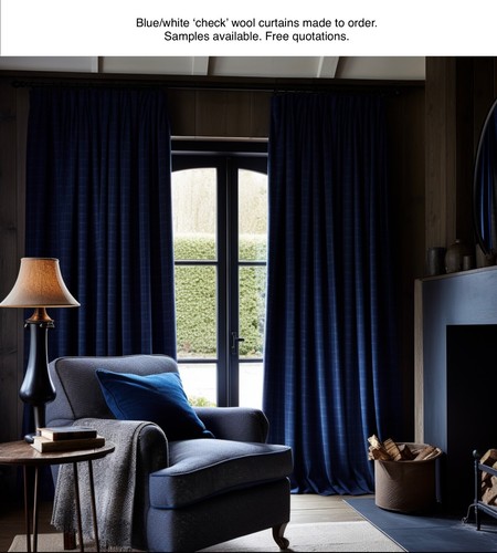 Blue check plaid - blue, wool