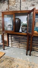 Antique Glass Fronted Wooden Tall Museum Cabinet
