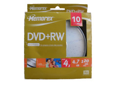 Memorex DVD-RW 10 Pack 4.7BG 4x 120 Mins Slim Jewel Cases New & Sealed