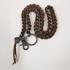 Chain Braided Leather & Metal Rocker Biker Jean Keychains Key Wallet