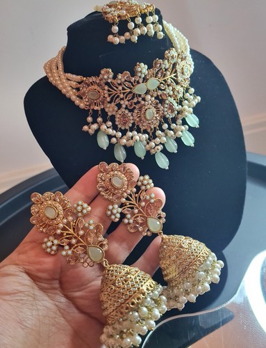 Indian mint color choker - mint,