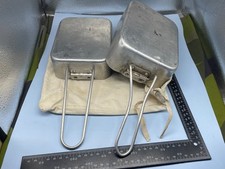 Original Pair of WW2 Style British Army Aluminium Mess Tins in Cloth Cover