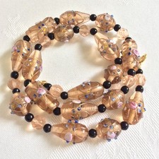 Vintage Venetian Murano Peach-Nude Glass Wedding Cake Necklace