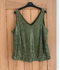 George Green Sparkly Sequin Trimmed Vest Style Party Top, Size 18