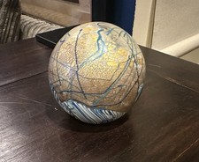 Isle Of Wight Seascape Glass Paperweight Iridescent Blue Rare Michael Harris