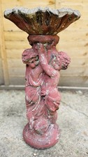 Beautiful stone cherub child fountain statue bird bath plant stand