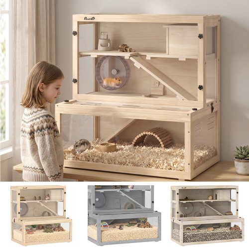 Pawhut wooden hamster - pawhut, cage