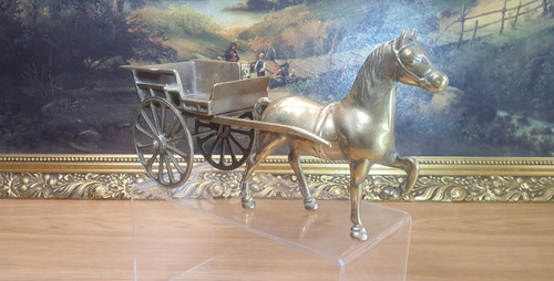 Brass horse and cart - cart, model