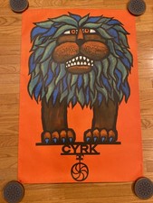 Vintage Hubert Hilscher CYRK Polish Circus Balancing Lion Poster Original Print