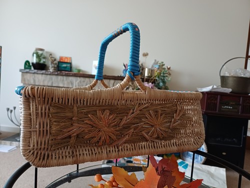 1950s oblong wicker basket - oblong,