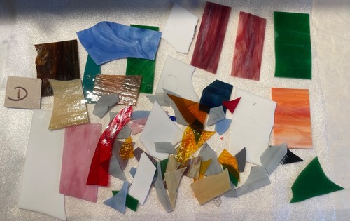Stained glass off cuts - glass,
