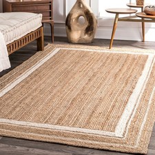 Living Room Rug Rectangle Natural Jute Farmhouse Area Rug Rustic Look