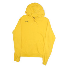 NIKE Mens Yellow Hoodie L Cotton Pullover Sports Sweatshirt Casual