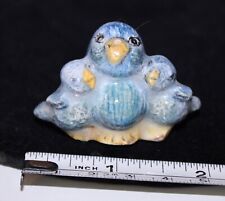 3 Little Birds Miniature Figurine Blue Porcelain Wade Porcelain