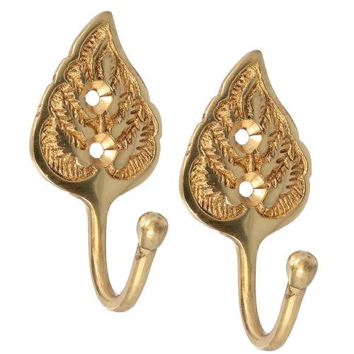 Brass curtain tie - back, hook