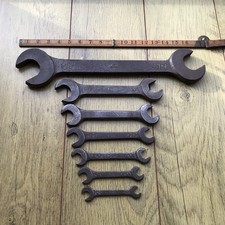 7 Vintage 1940s Snail Brand Whitworth Spanners 1-1/8”W to 3/16” W.