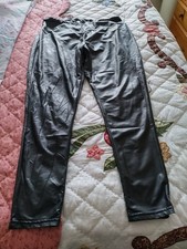 Ladies - Black Faux Leather Wet Look High Waist Leggings - Size XL  18- 20
