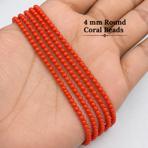Natural red coral beads - red,