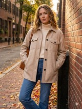 Zara Beige Button Down Shacket