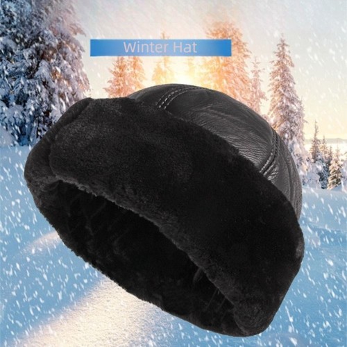 Fur leather winter hat - winter, thick