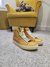 Ladies Designer Ochre Italian Leather Short Boot Lace-up Shoes With Side Zip