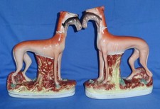 Large Victorian Staffordshire Greyhound figurines (with rabbit)