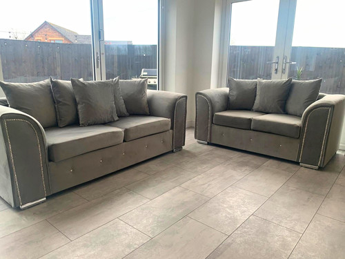 Grey fabric sofa - fabric, set