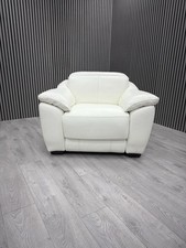MESSINA ONE SEATER CHAIR MANUAL RECLINER IN WHITE LEATHER RRP £1450