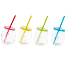 4x Mason Drinking Jar Glasses with Straws Cocktail Gin Party Novelty Tilt 400ml