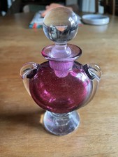 David Wallace Amethyst Glass Perfume Bottle Signed