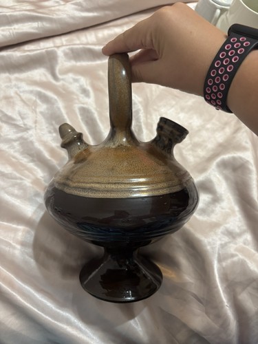 Vintage glazed spanish botijo - glazed,
