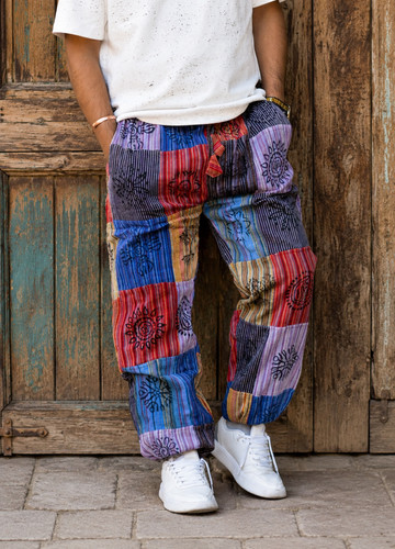 Boho patchwork cotton trousers - patchwork,