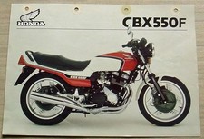 HONDA CBX550F MOTORCYCLE Sales Specification Leaflet April 1982