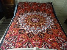 Unused Hippy Indian Single Cotton Throw Bed Cover Stars Elephants Design 76"x54"