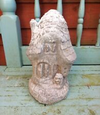 Vintage concrete stone garden statue ornament of Mushroom House Cottage 10"
