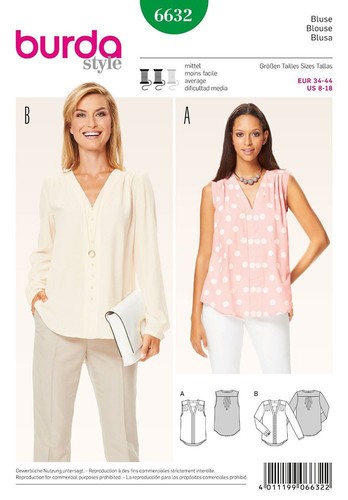 Burda 6632 misses blouses - 6632, misses'