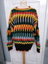 Vintage Ladies L UK 16 Oversized QUIRKY Velour thick Chunky Knit Jumper Wool? 
