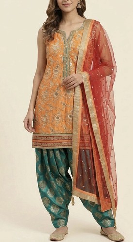 Punjabi orange teal - orange,