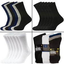 Mens Sports Socks 6 Pairs Cotton Rich Cushioned Everyday Crew Socks UK Size 6-11