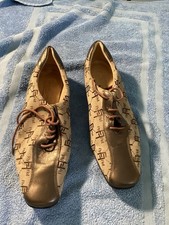 NEW UNWORN, LADIES FLYFLOT  bronze and fabric lace up shoe size 7