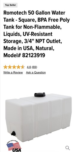 Gallon water tank - tank, (one