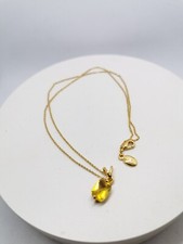 Vintage Joan Rivers Signed Gold Tone Yellow Crystal Pendant and Chain