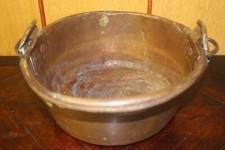 Handmade French Copper Old Pot cauldron 2 rivets Paris cast iron handles planter