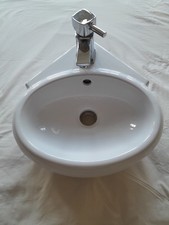 Small Corner Basin  With Tap And Waste Disposal Reclaimed