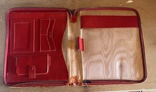 Red Vintage Leather A5 Writing Case. Monogrammed A.C.